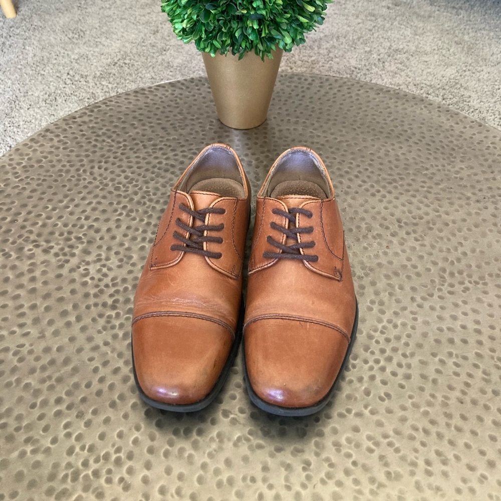 Florsheim Kids reveal Cap Toe Oxford Cognac Lace Up Shoes-Size 1.5